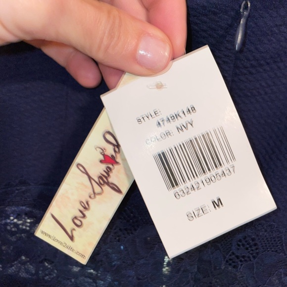 Love Squared Navy Lace Strap Fit & Flare Mini Dress - Picture 4 of 5